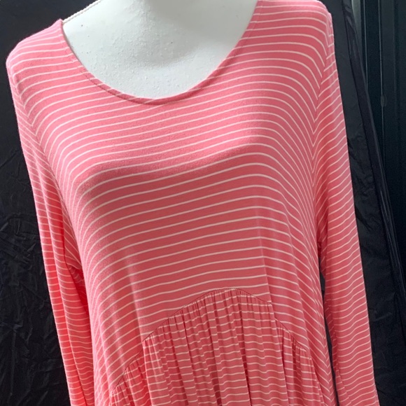 Agnes & Dora Muse Midi Dress Coral & Ivory Stripes - Picture 2 of 7